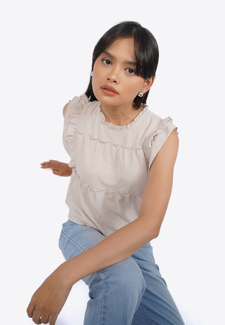 Sleeveless Top with Frill Details