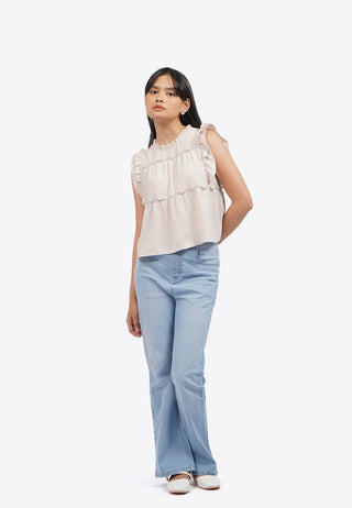 Sleeveless Top with Frill Details