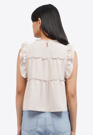 Sleeveless Top with Frill Details
