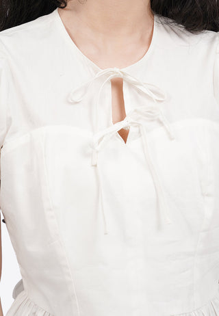 Tied Front Puff Sleeve Blouse