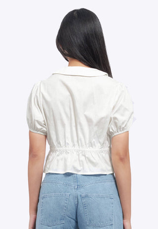 Short Sleeve Peplum Tied Blouse