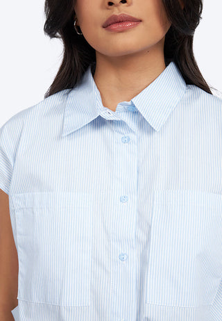 Short Sleeve Blouse with Drawstring