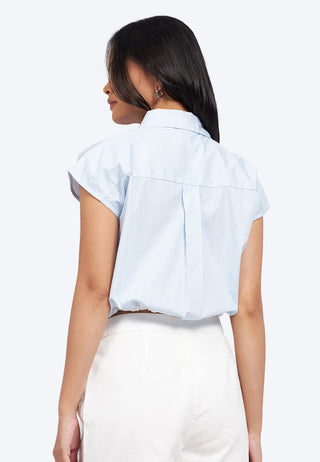 Short Sleeve Blouse with Drawstring