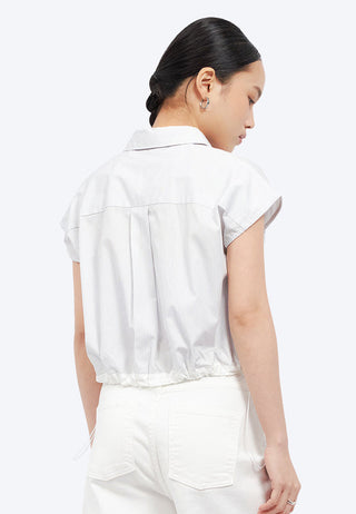 Short Sleeve Blouse with Drawstring