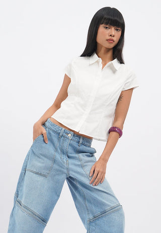 Short Sleeve Cropped Blouse