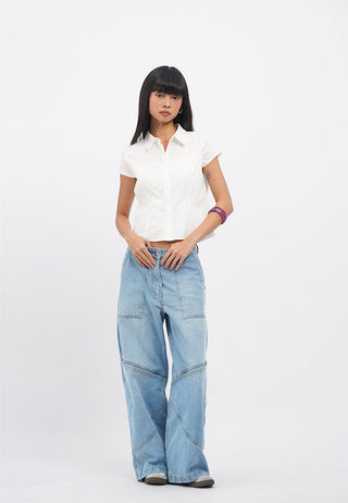 Short Sleeve Cropped Blouse