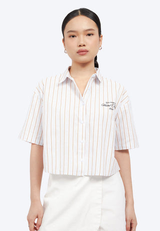 Button Up Short Sleeve Stripes Shirt