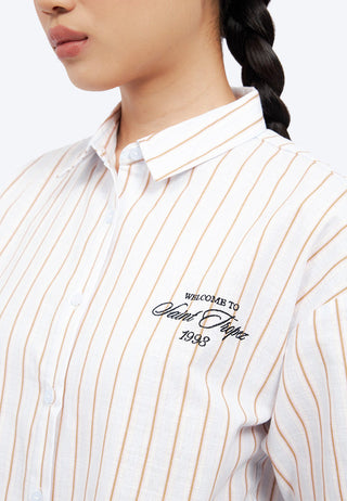 Button Up Short Sleeve Stripes Shirt