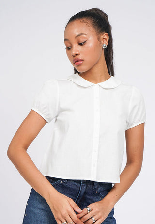 Rounded Collar Puff Sleeve Blouse