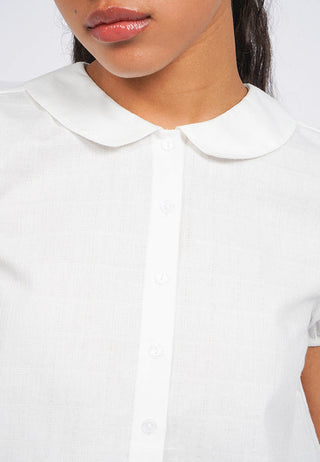 Rounded Collar Puff Sleeve Blouse