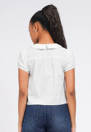Rounded Collar Puff Sleeve Blouse