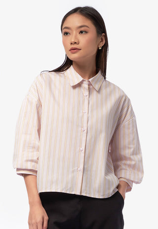 Stripe Voluminous Short Sleeve Shirt