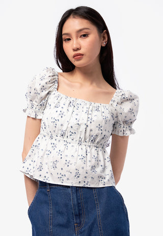 Printed Puff Sleeves Top