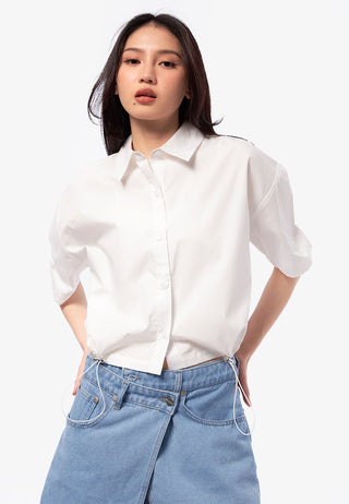 Button Up Shirt with Drawstring