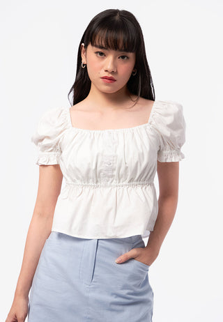 Puff Sleeves Crop Blouse