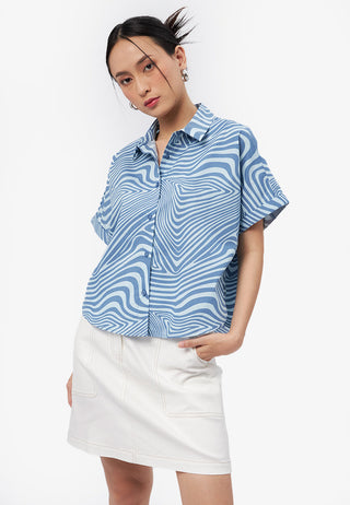 Printed Short Sleeve Boxy Shirt