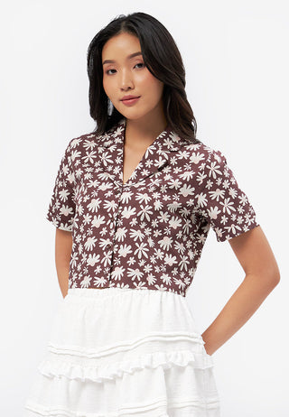 Printed Notch Collar Shirt