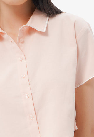 Collar Details Short Sleeve Blouse