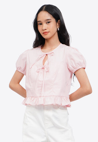 Round Neck Puff Sleeve Blouse