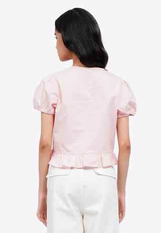 Round Neck Puff Sleeve Blouse
