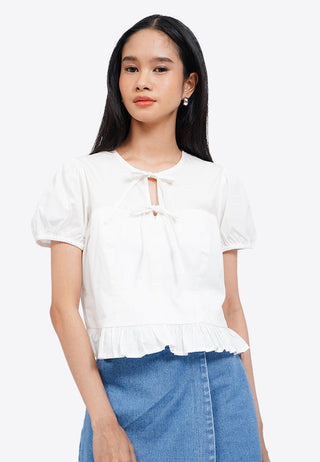 Round Neck Puff Sleeve Blouse