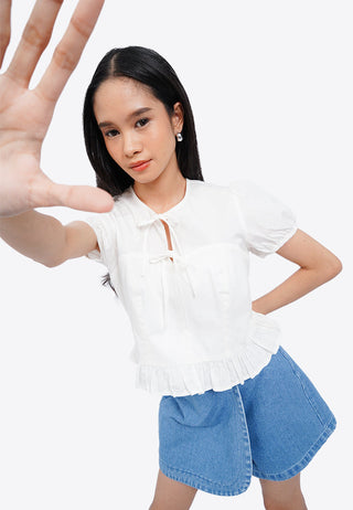 Round Neck Puff Sleeve Blouse