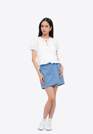 Round Neck Puff Sleeve Blouse