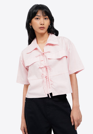 Tied Up Blouse with Flap Pocket