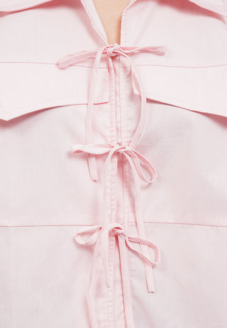 Tied Up Blouse with Flap Pocket