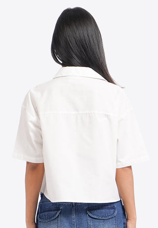 Flap Pocket Tied Up Short Sleeve Shirt