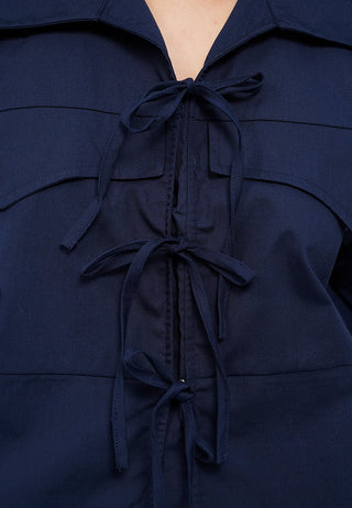 Tied Up Blouse with Flap Pocket