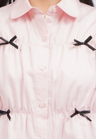 Short Sleeve Blouse with Ribbon Details