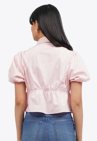 Short Sleeve Blouse with Ribbon Details