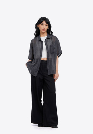 Oversized Short Sleeve Sheer Shirt