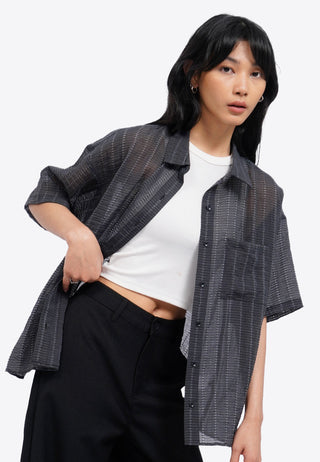 Oversized Short Sleeve Sheer Shirt