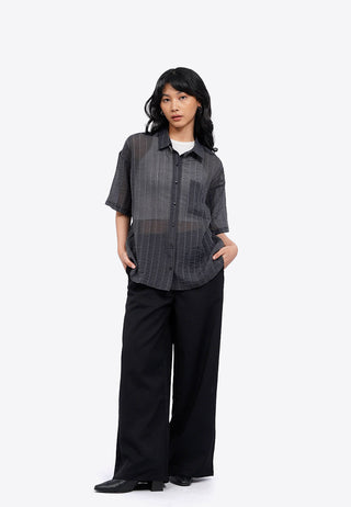 Oversized Short Sleeve Sheer Shirt