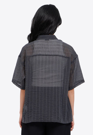 Oversized Short Sleeve Sheer Shirt