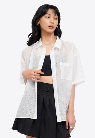 Oversized Short Sleeve Sheer Shirt