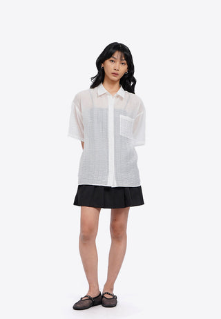 Oversized Short Sleeve Sheer Shirt