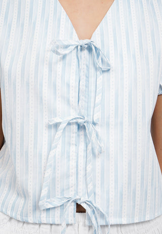 Puff Sleeve Blouse with Front Tie