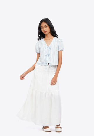 Puff Sleeve Blouse with Front Tie