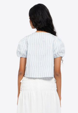Puff Sleeve Blouse with Front Tie