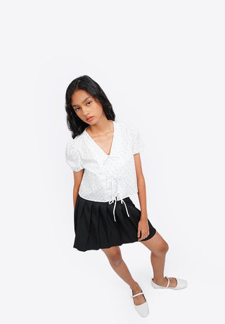 Puff Sleeve Blouse with Front Tie