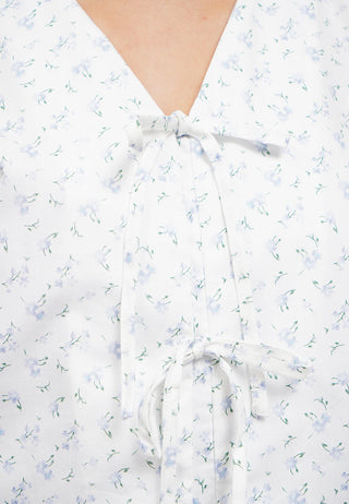 Puff Sleeve Blouse with Front Tie