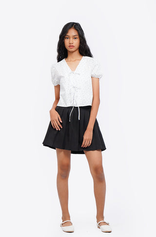 Puff Sleeve Blouse with Front Tie
