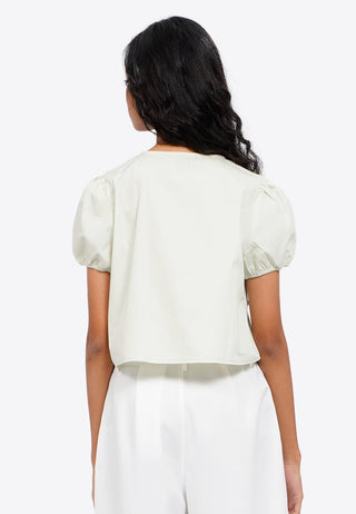 Puff Sleeve Blouse with Front Tie