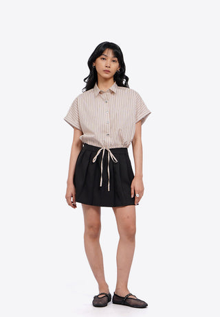 Crop Blouse with Drawstring Waist