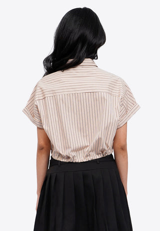 Crop Blouse with Drawstring Waist