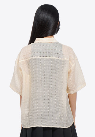 Short Sleeve Textured Sheer Shirt