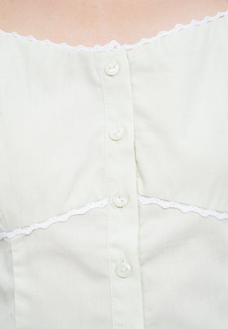 Puff Sleeve Blouse with Lace Trim
